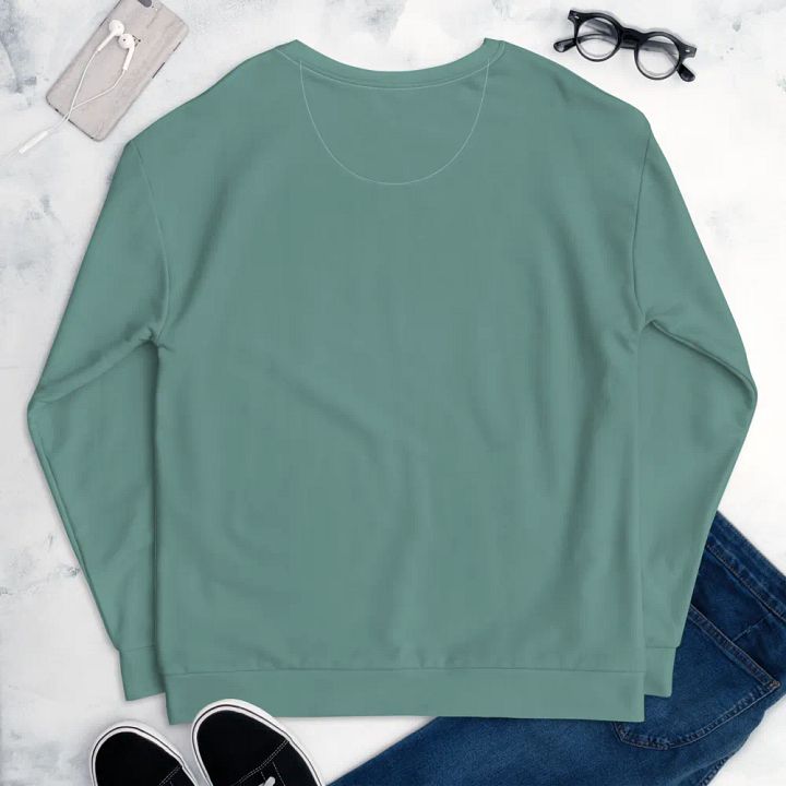 Plain Medium Teal Green Soft Summer Unisex Recycled Polyester Heavyweight Premium Sweatshirt by Treasure Pie product image (2)