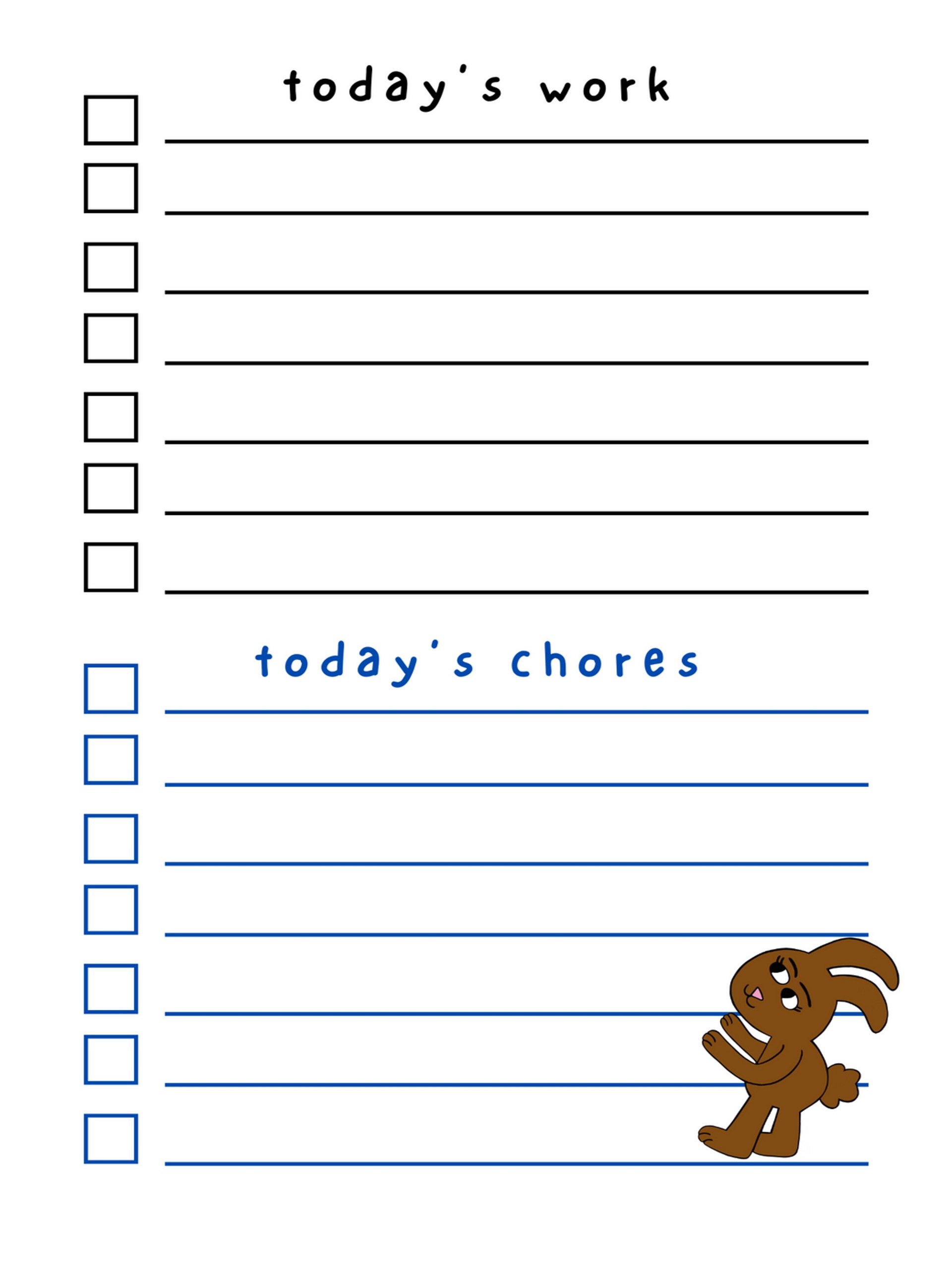 Cute Cartoon Bunny Hugs Laminated To Do List with Dry Erase Marker product image (2)