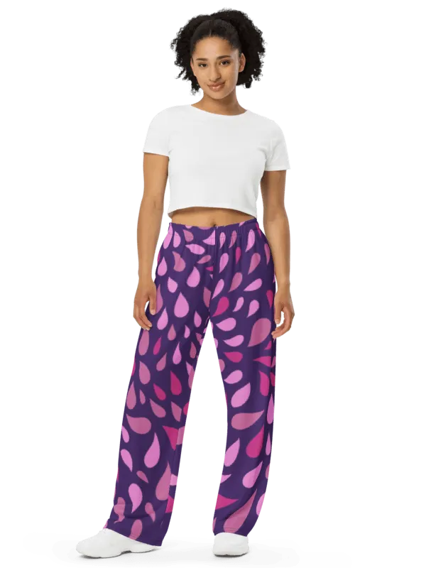 Purple Paisley All-Over Print Unisex Wide-Leg Pants product image (1)