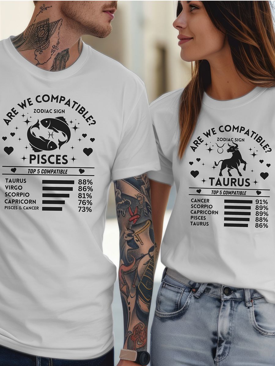 Pisces Zodiac Sign Romantic Compatibility T-Shirt - Bella Canvas 3001 Unisex Staple T-Shirt - Light Colors product image (2)