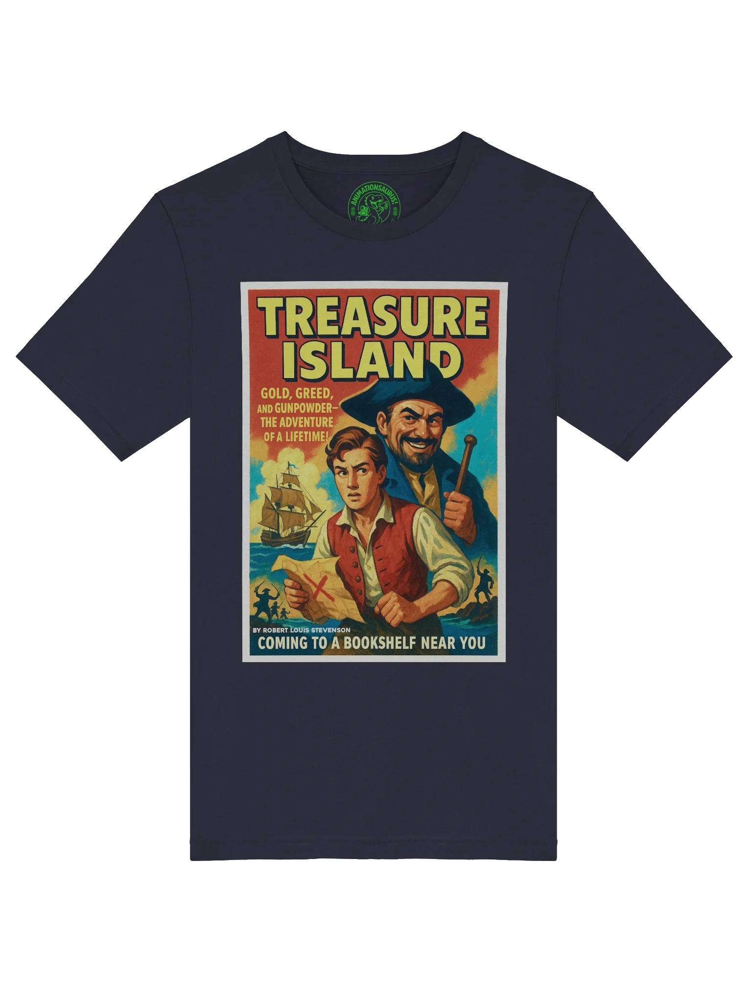 "Treasure Island" 1950's Faux Retro Film Poster Robert Louis Stevenson Concert Tee Fit Unisex T-Shirt product image (17)