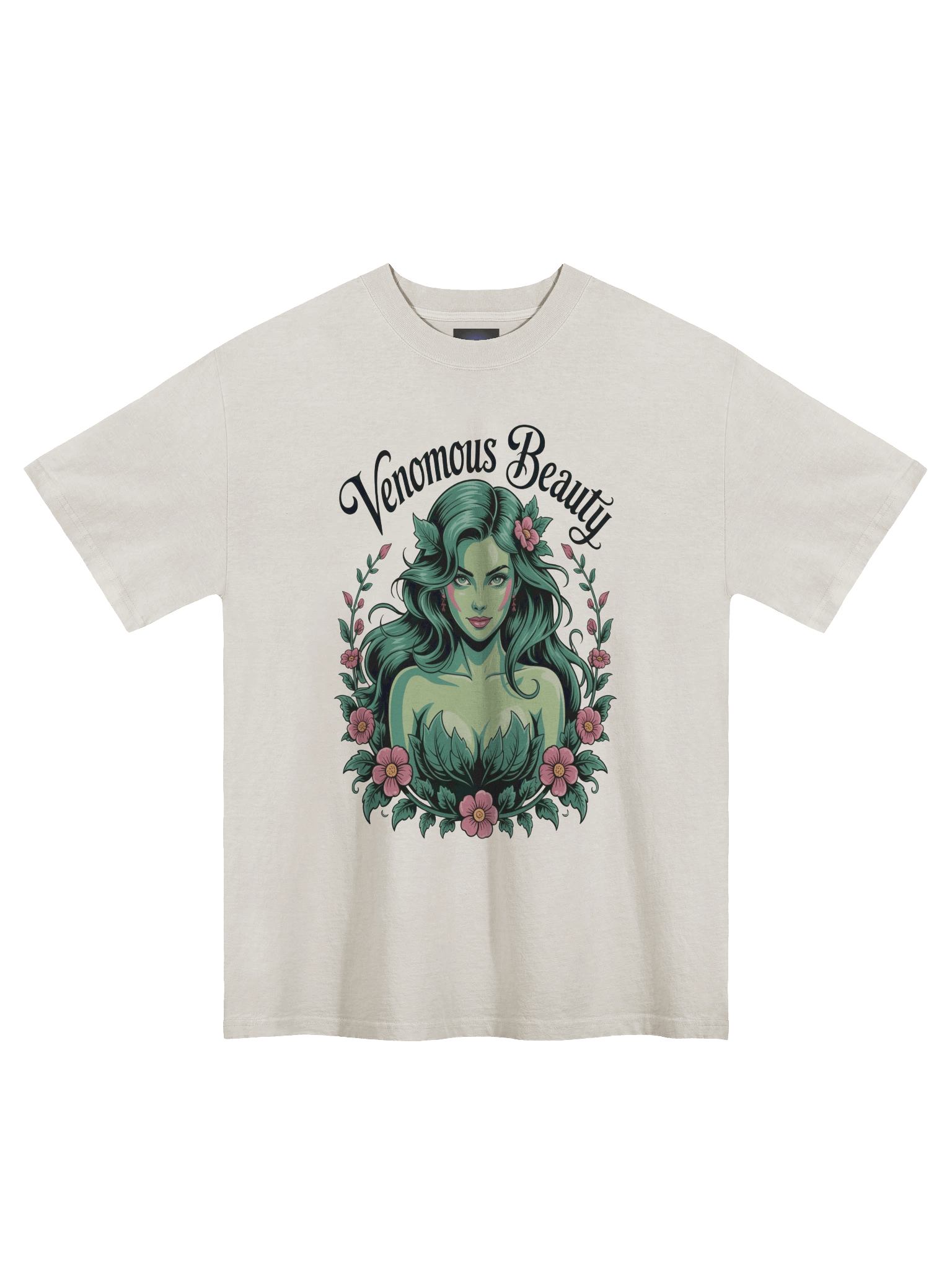 Venomous Beauty: Poison Ivy Thorned Temptation Oversized Faded Unisex T-Shirt product image (3)