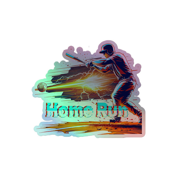 Dynamic Baseball Home Run Art: Glitch-Effect Power Swing Holographic Sticker product image (2)