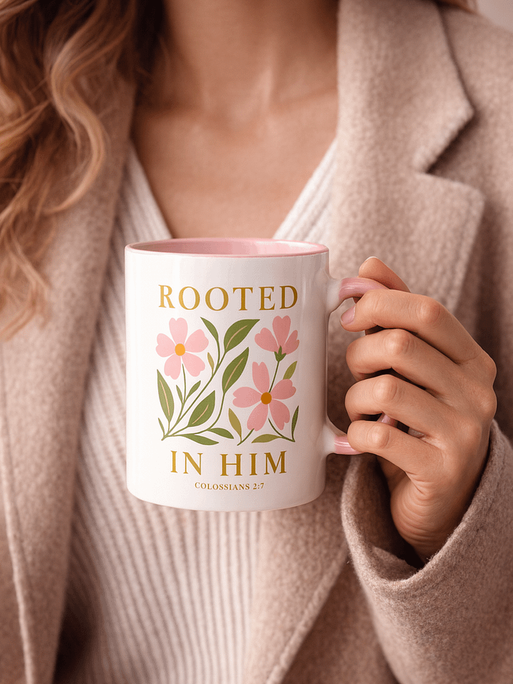 Elegant Floral Christian Mug for Women Inspired by Colossians 2:7 product image (2)