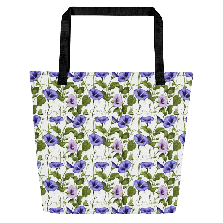 White with Morning Glory All Over Print Tote Bag product image (1)