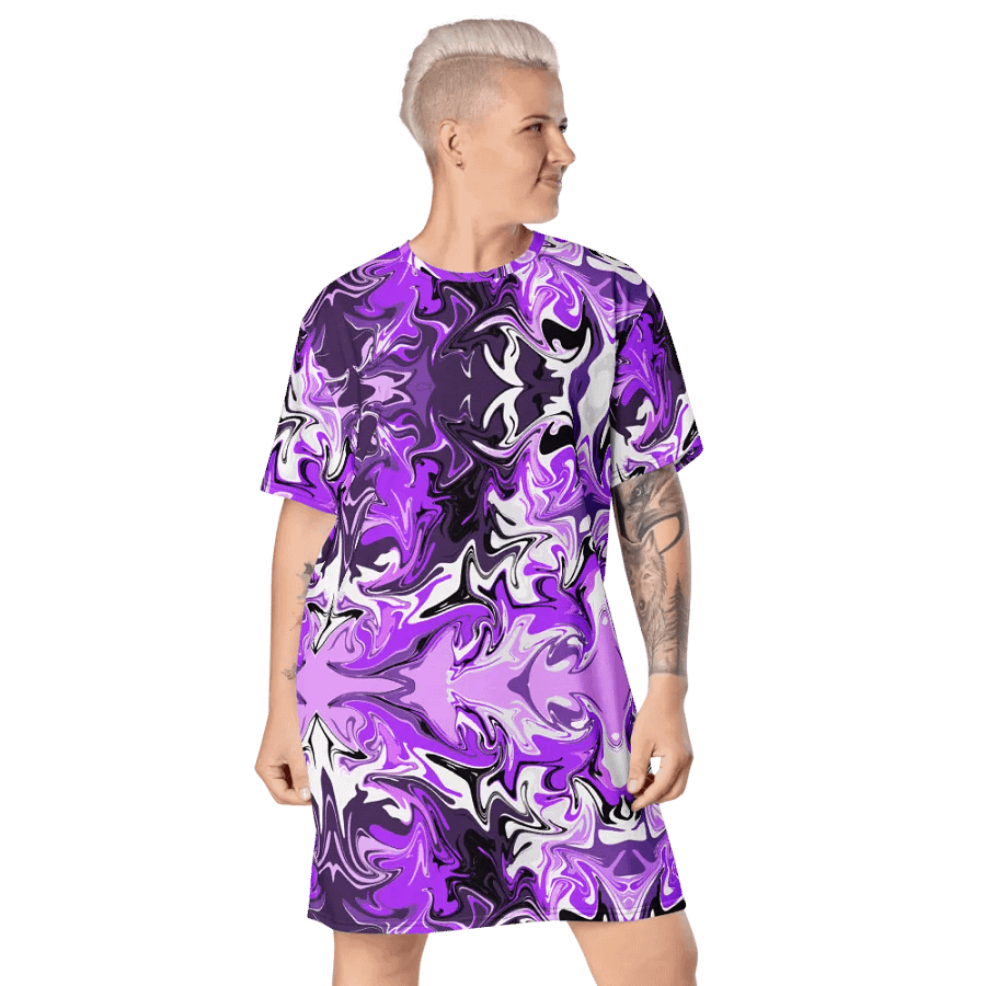 Purple Swirl Pattern T-Shirt Dress product image (6)