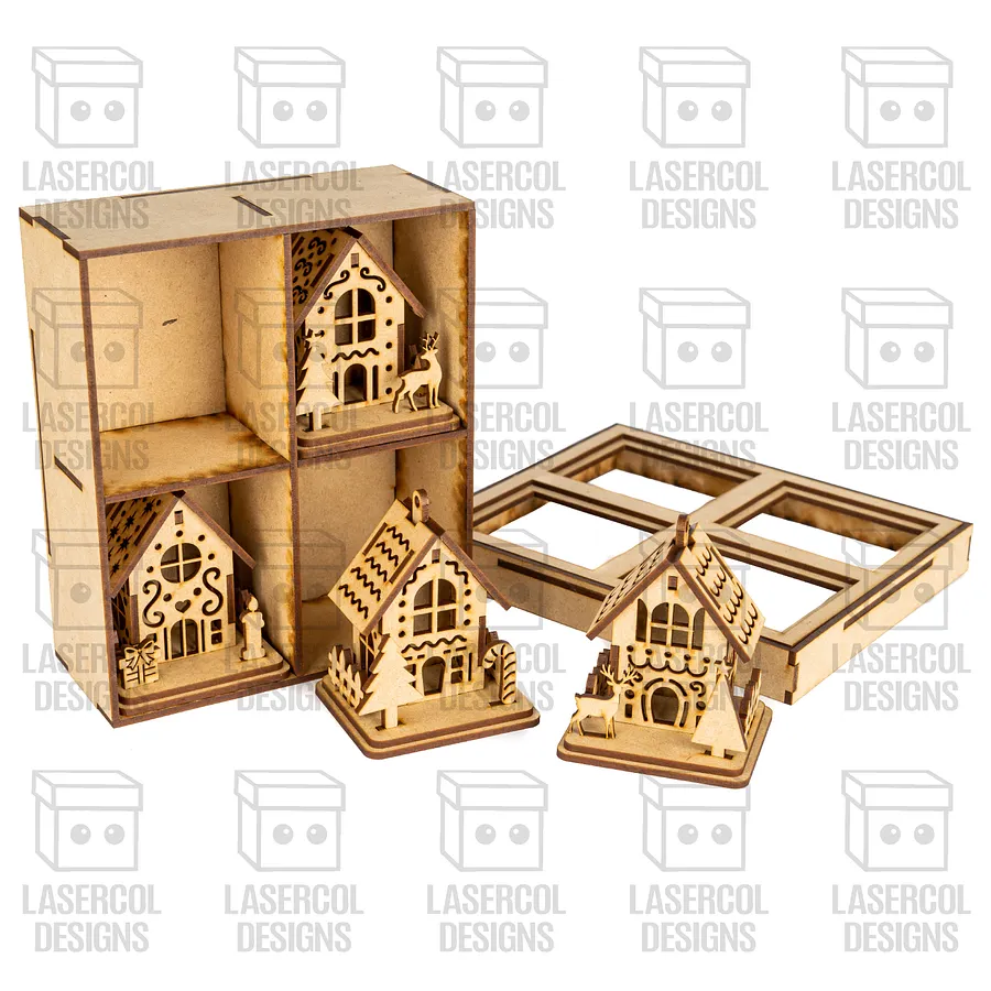 Christmas Houses Ornaments Boxes Bundle (Set 1-2) - Laser Cut Files product image (2)