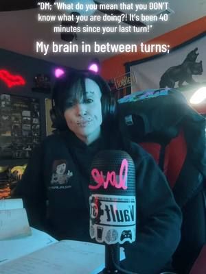No DnD tonight, we are taking a break, hopefully be back next week! But I made this last week during our stream (I’ll have to post the out take of Dragon popping in my first take 😂 ) but I am *so* guilty of this LOL sorry Flayed 😅😅 #dnd #dungeonsanddragons #dungeonmaster #brainbelike #adhd #twitch #twitchstreamer #girlswithtattoos #girlswithpeircings  #storeddragonfamily #fyp 
