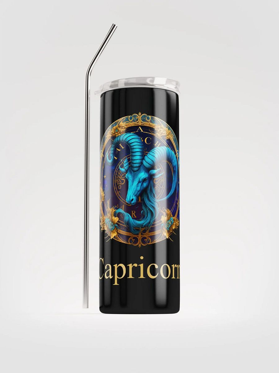 Deep Blue & Gold Capricorn Zodiac Stainless Steel Tumbler: Savor Zodiac Luxury product image (1)