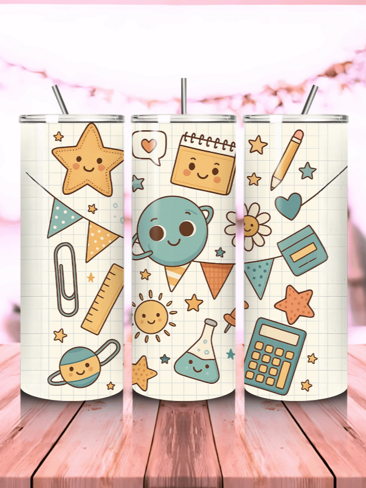 School Doodles Tumbler Wrap PNG – 20oz Skinny Sublimation Design with Hand-Drawn Classroom Icons & Fun Sketch Style – 300 DPI Instant Digital Download product image (1)