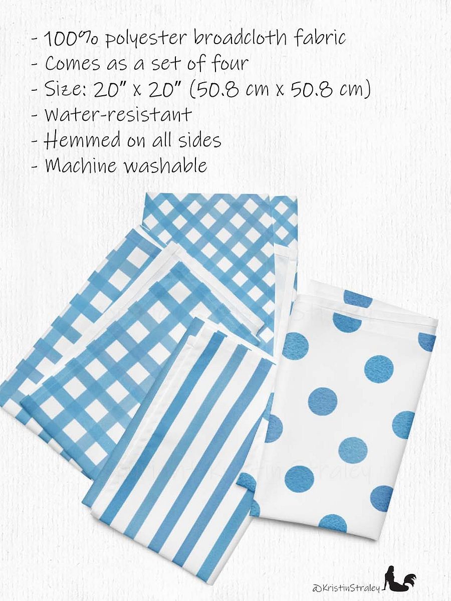 Blue Gingham Set on White Cloth Napkins Set of 4 product image (2)