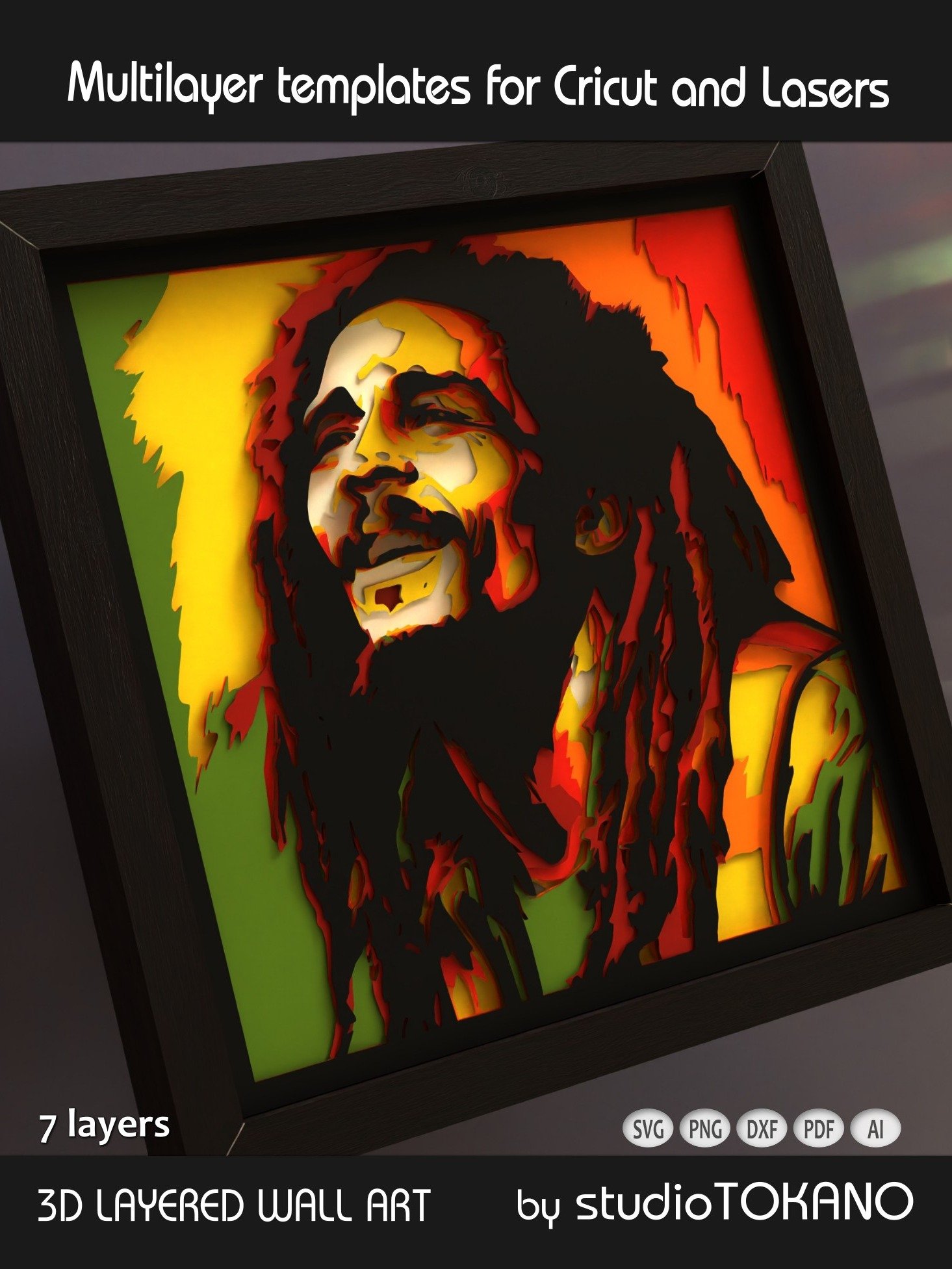 Bob Marley 3D layered Shadowbox product image (2)
