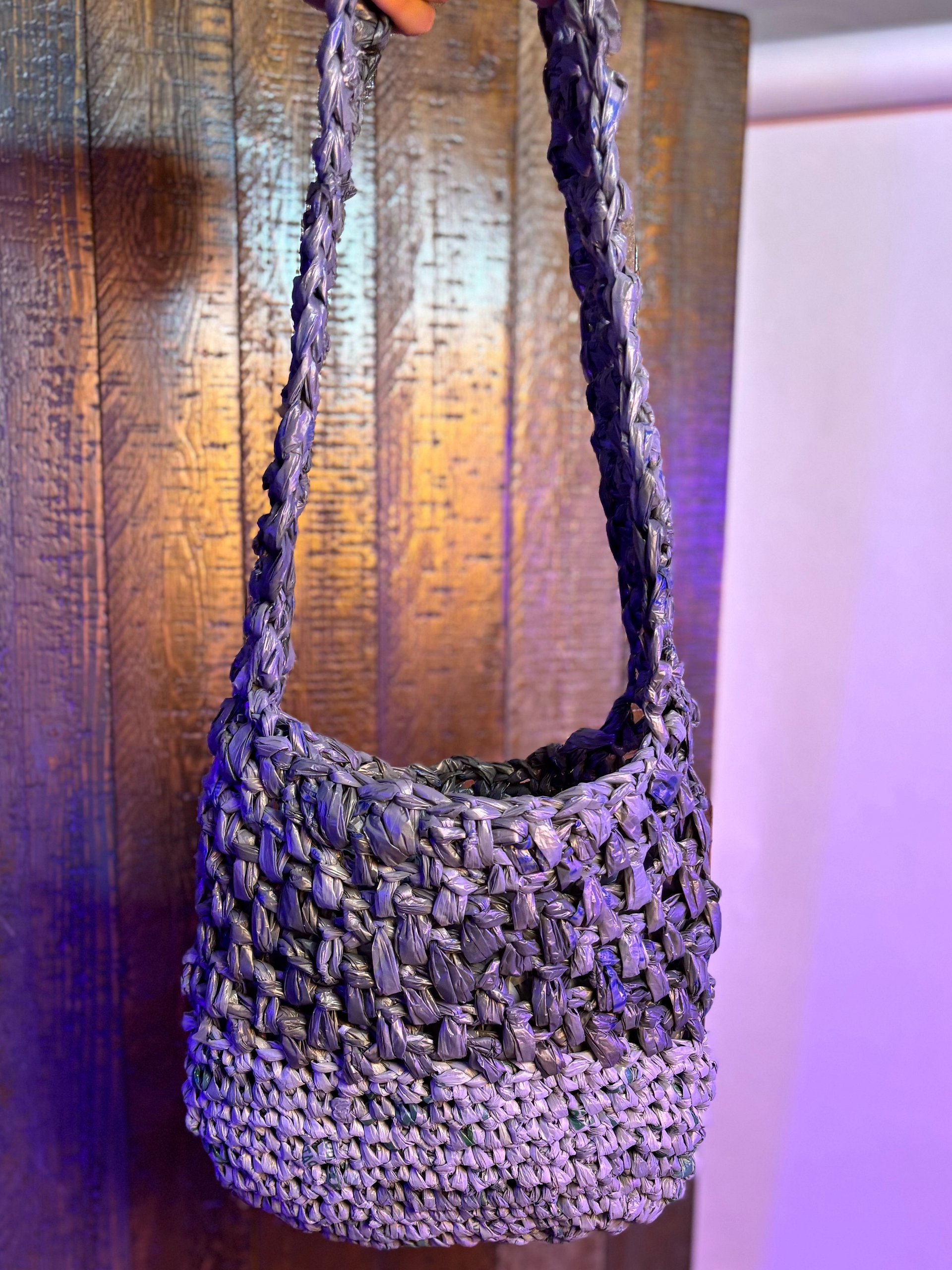 Small Handcrafted Crochet tote bag (duel tone grey) product image (1)