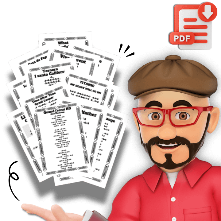 Pack 10 livres de tablatures pour harmonica diatonique en Do /C version PDF product image (2)
