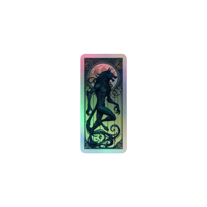 Art Nouveau Werewolf and Full Moon Vinyl Sticker – Gothic Fantasy Decor product image (1)