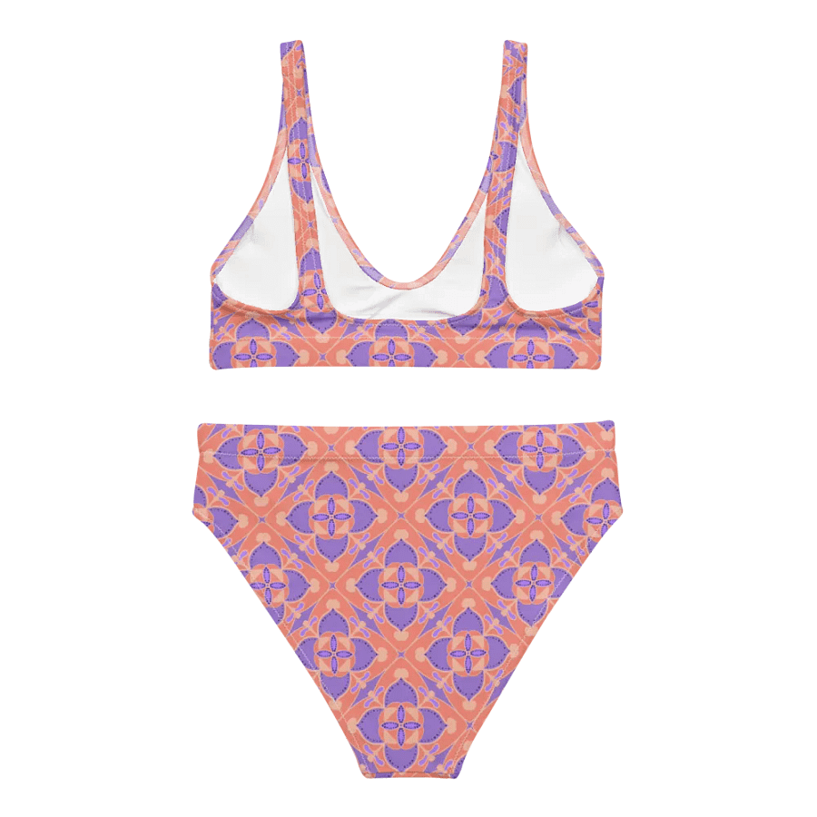 Pastel Orange and Mauve Pattern High Waisted Bikini product image (5)