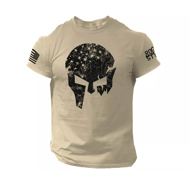 Skull Warrior Men's T Shirt Vikings American Flag Style US Veteran Tee product image (2)