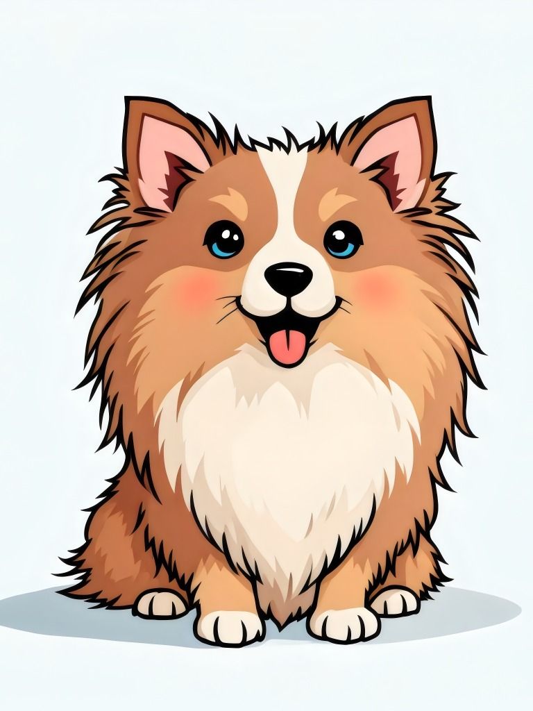 18 Cute Fluffy Cartoon Dog Illustration - Adorable Pet Lover's Delight - Kawaii stickers collection product image (7)