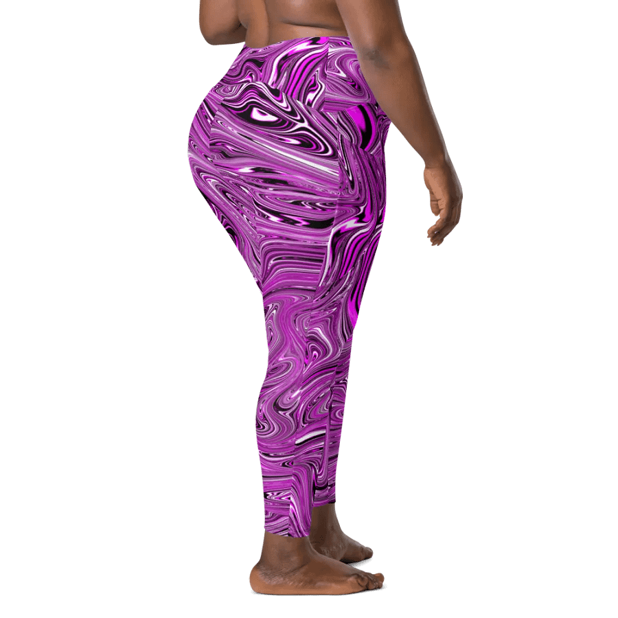 Leggings with Pockets - Purple and White Fluid Swirls product image (10)