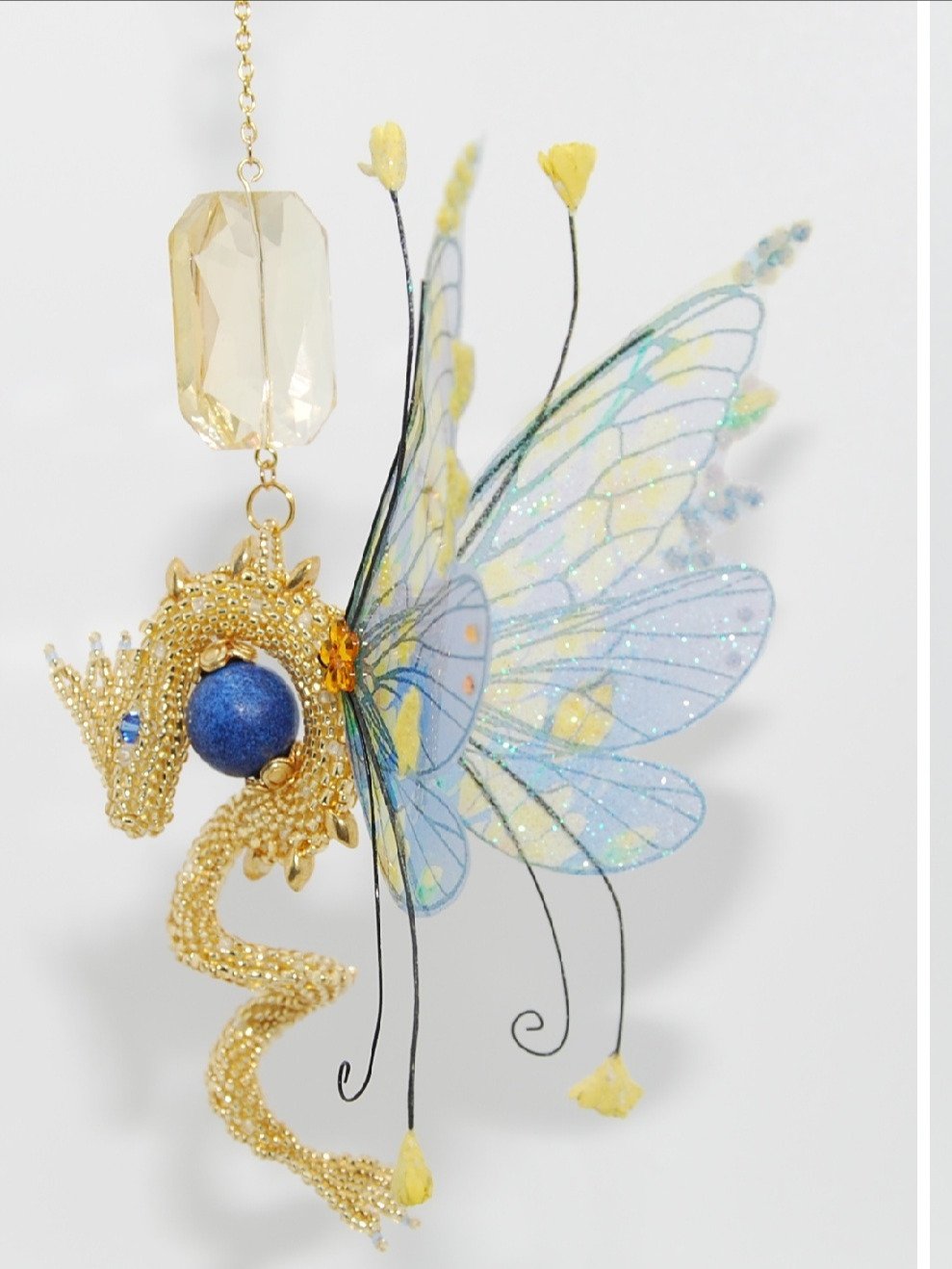 Large Fairy Wing Bead SDragon 3D Beadwork Ornament product image (1)