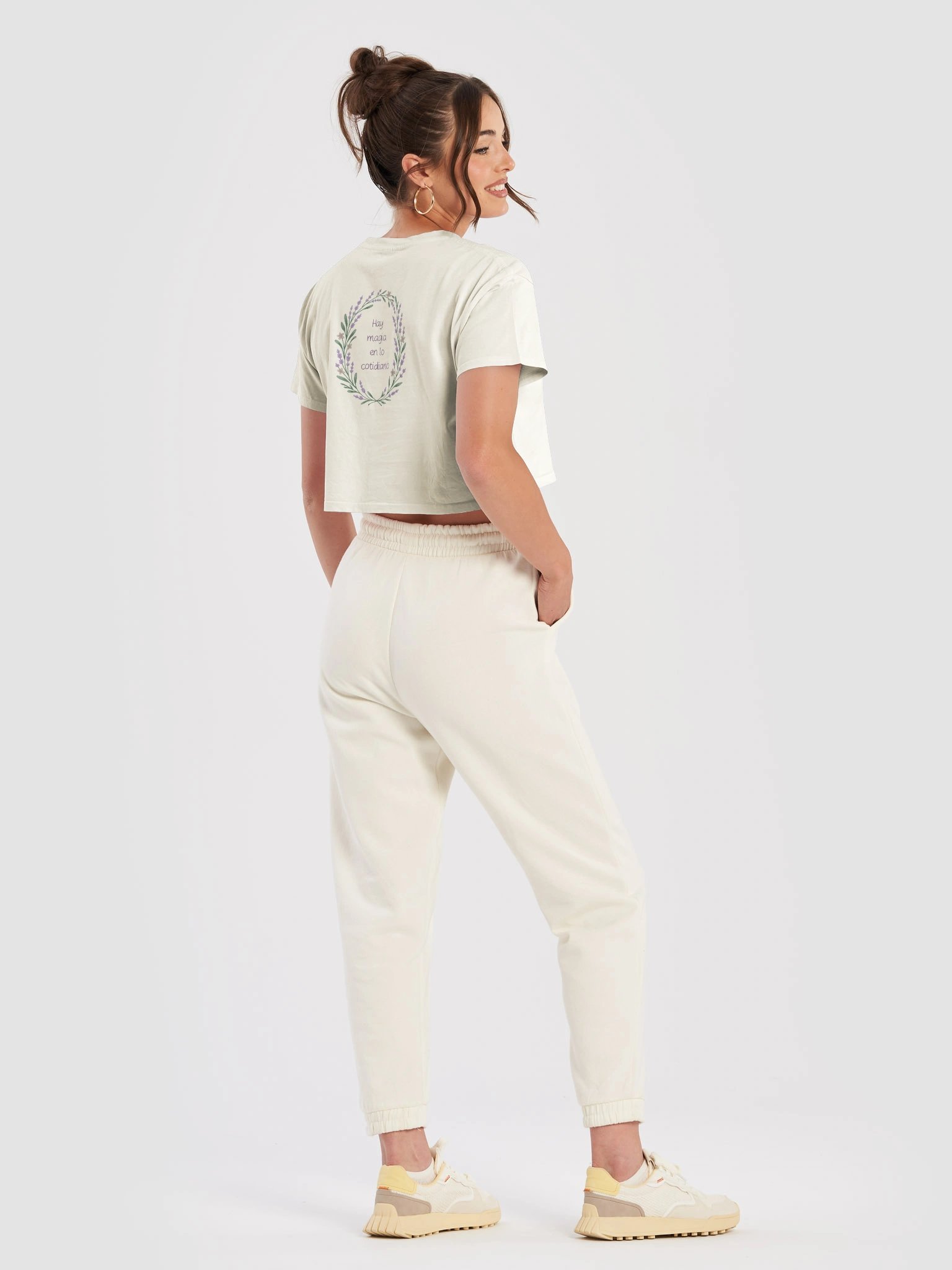 AS colour women’s premium crop top with lavender wreath and quote there is Magic in the Everyday. product image (3)