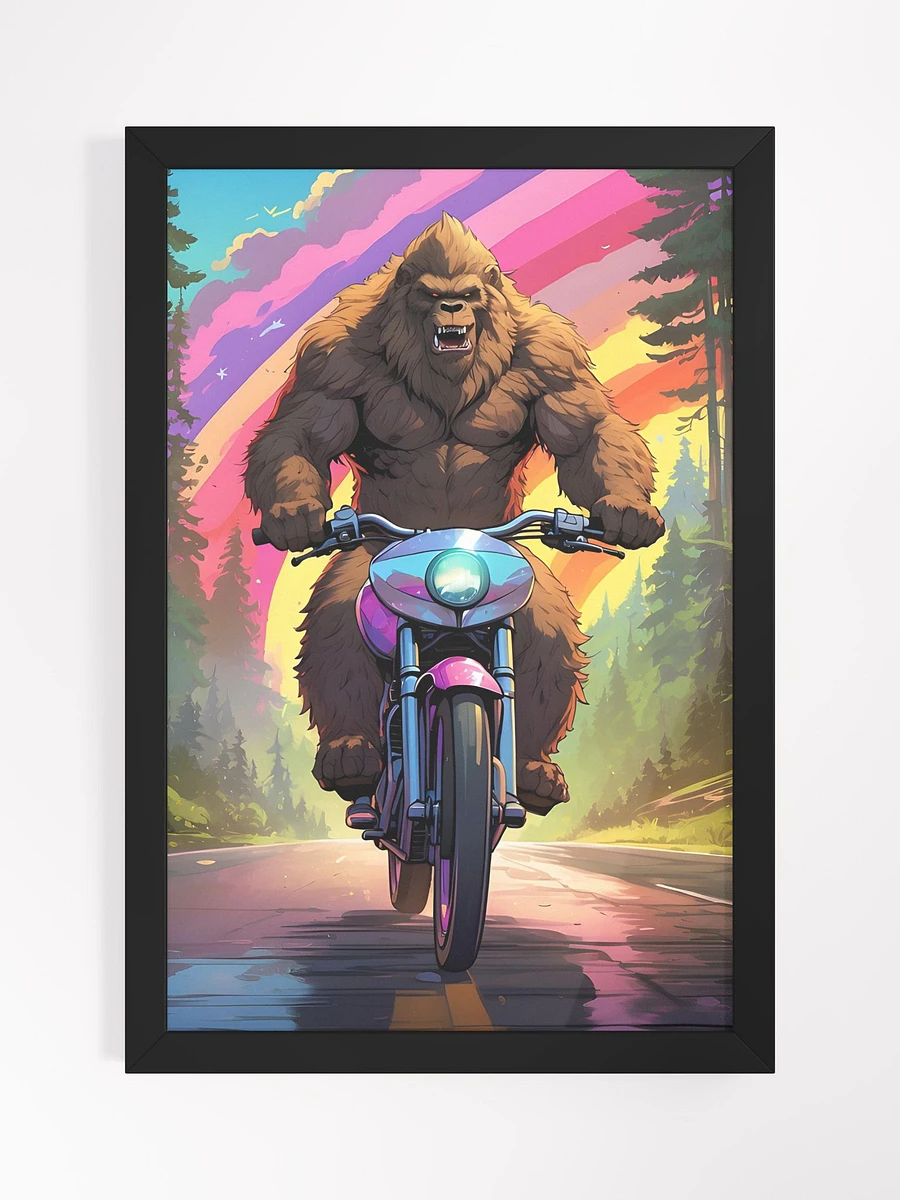 Bigfoot Riding a Motorcycle Framed Poster product image (2)