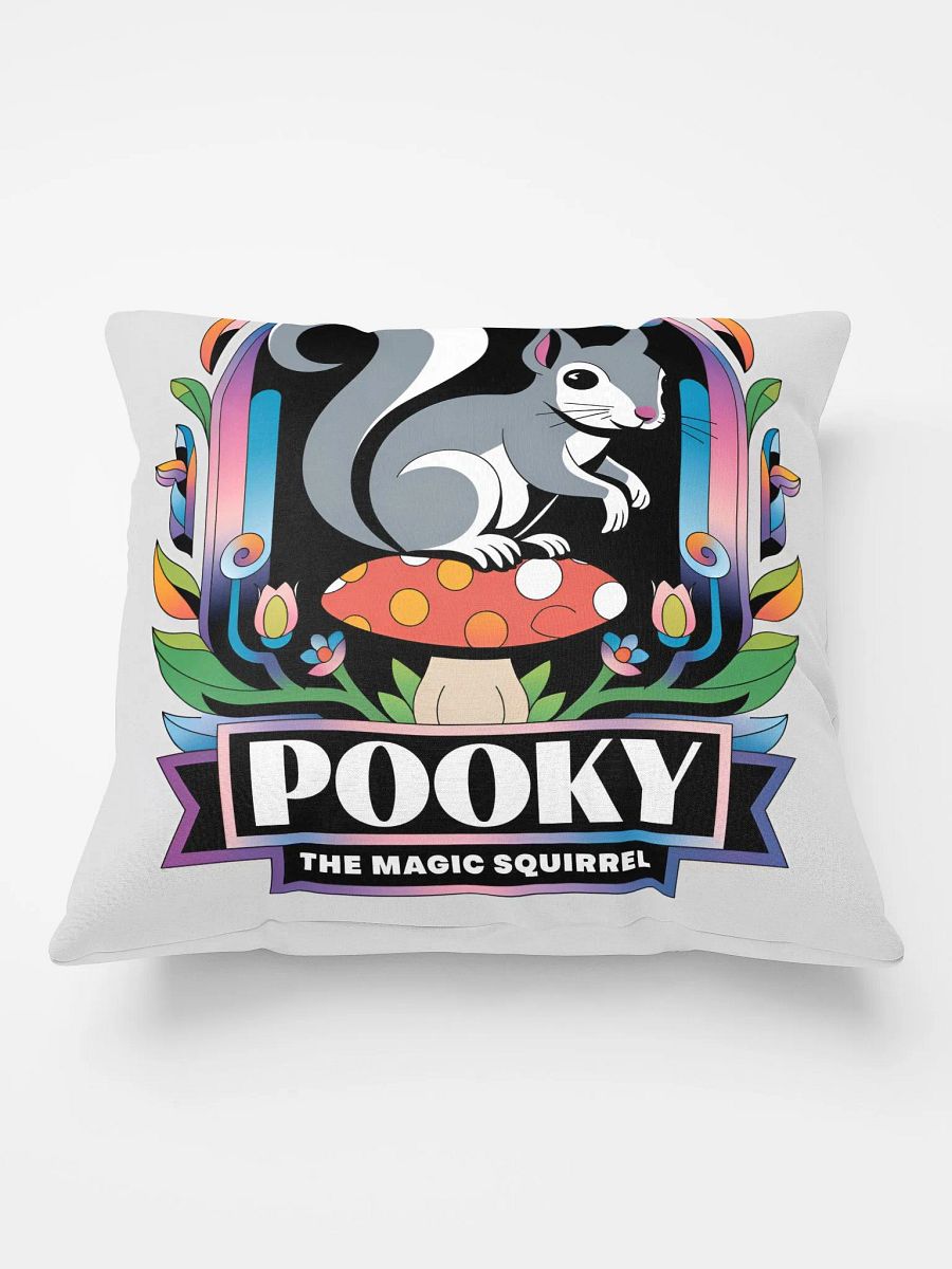 Comfy Pillow: Pooky The magic squirrel. pooky on a mushroom product image (2)