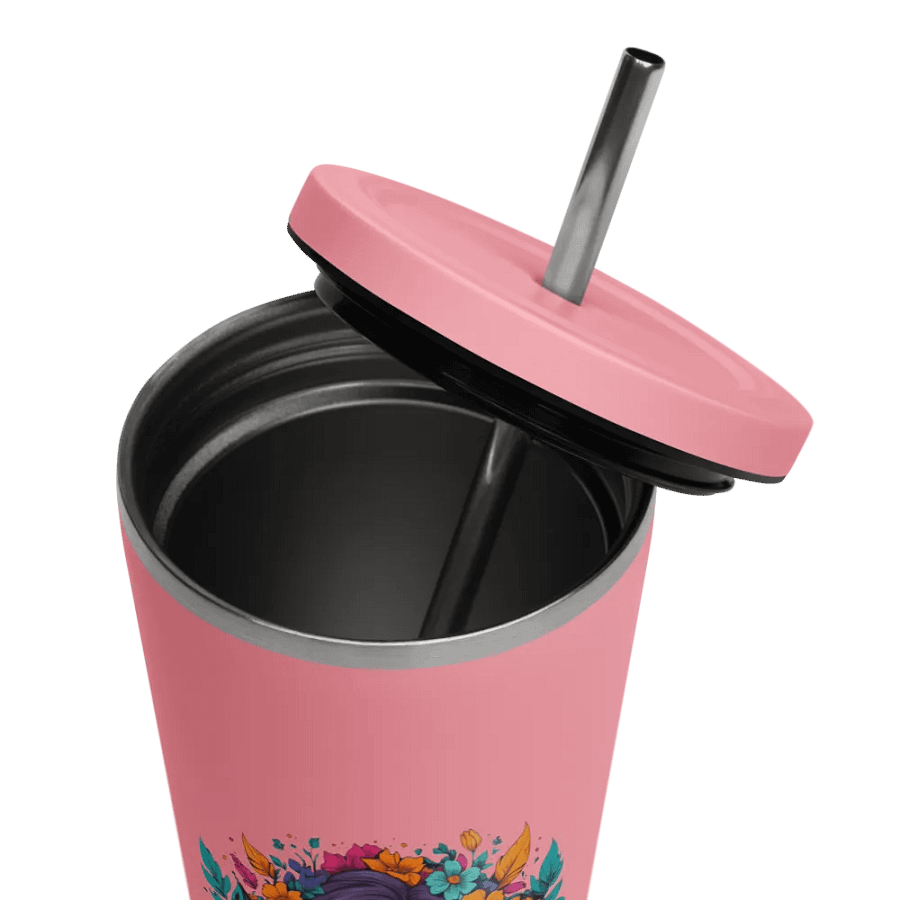 Bloomcore Flower Girl 20 oz Tumbler Cup - Pink - Insulated Tumbler with a Straw - v2 product image (11)