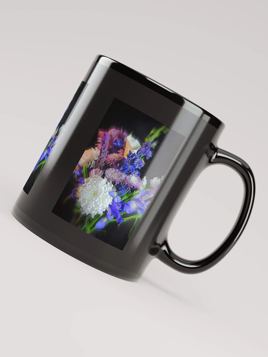 Blue White Purple Bouquet Black Coffee Mug product image (7)