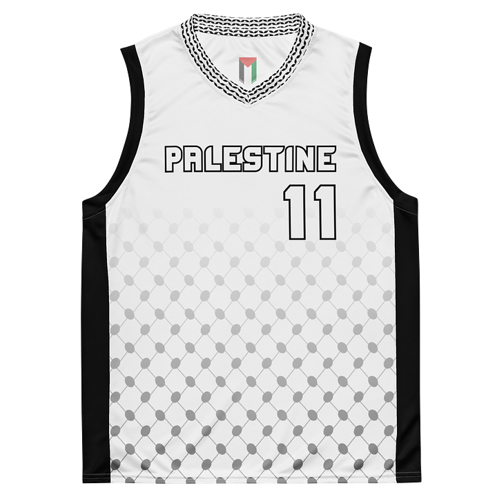 Palestine Basketball Jersey Black & White Unisex product image (2)