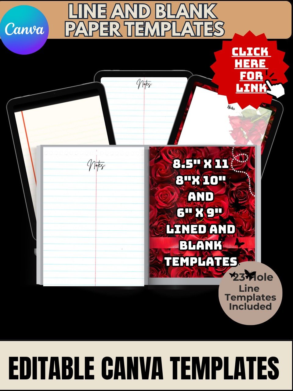 VIP Members Only! Blank and Lined Notebook and Notepad Paper Sheets Templates - Editable in Canva - VIP product image (1)