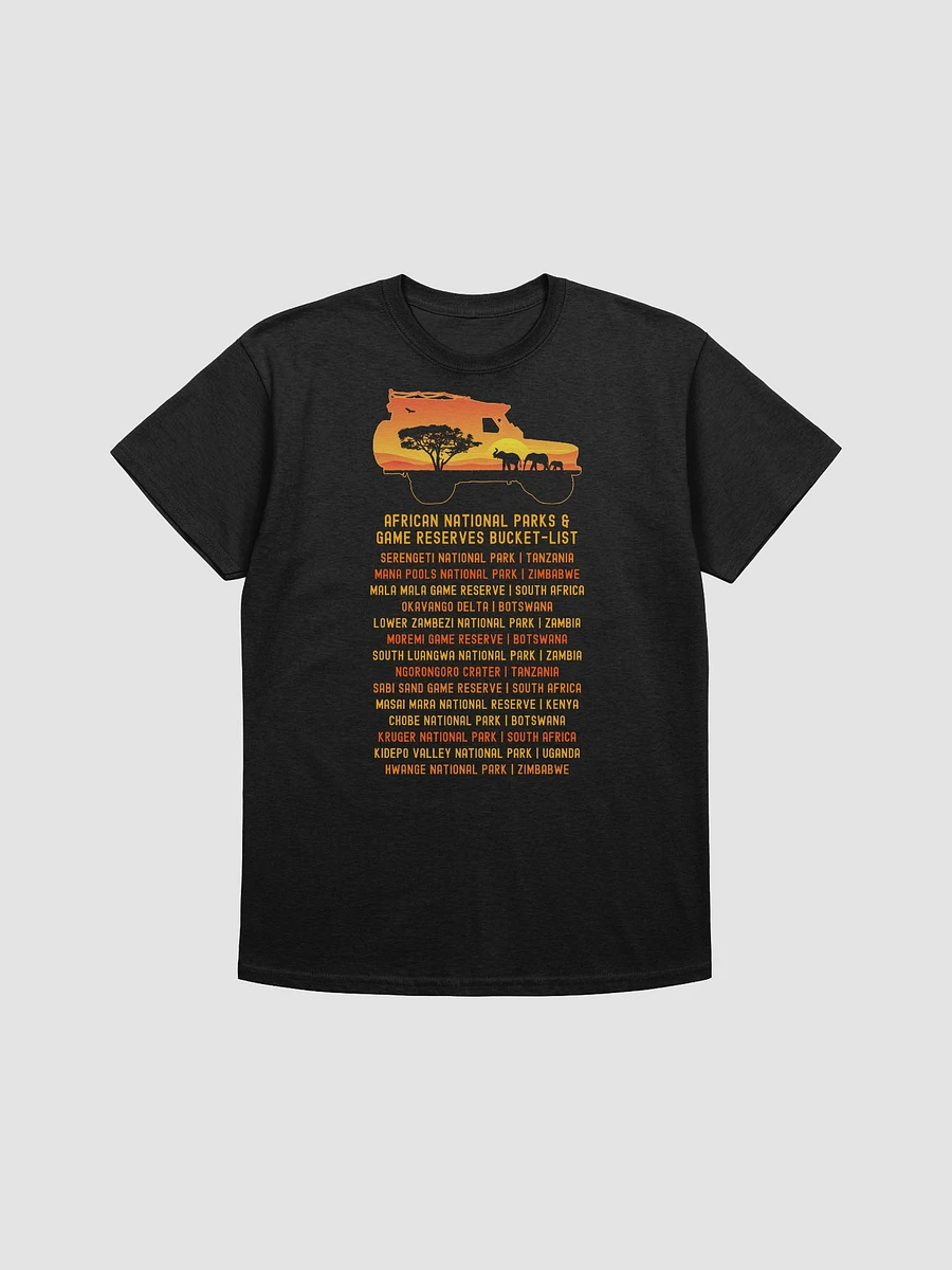 African Safari Vehicle 4x4 T-Shirt | African Safari Bucket List | Vintage Sunset | Elephant Family | Acacia Tree product image (3)