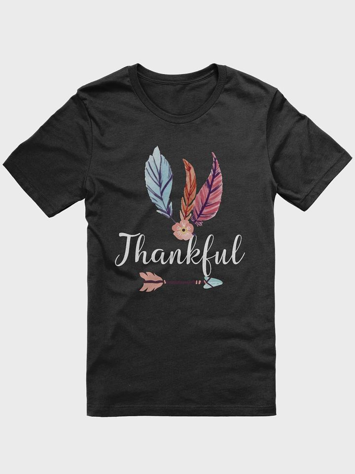 🍂 Thankful Boho Feather T-Shirt | Bohemian Fall Gratitude Tee | Stylish Thanksgiving Shirt product image (1)