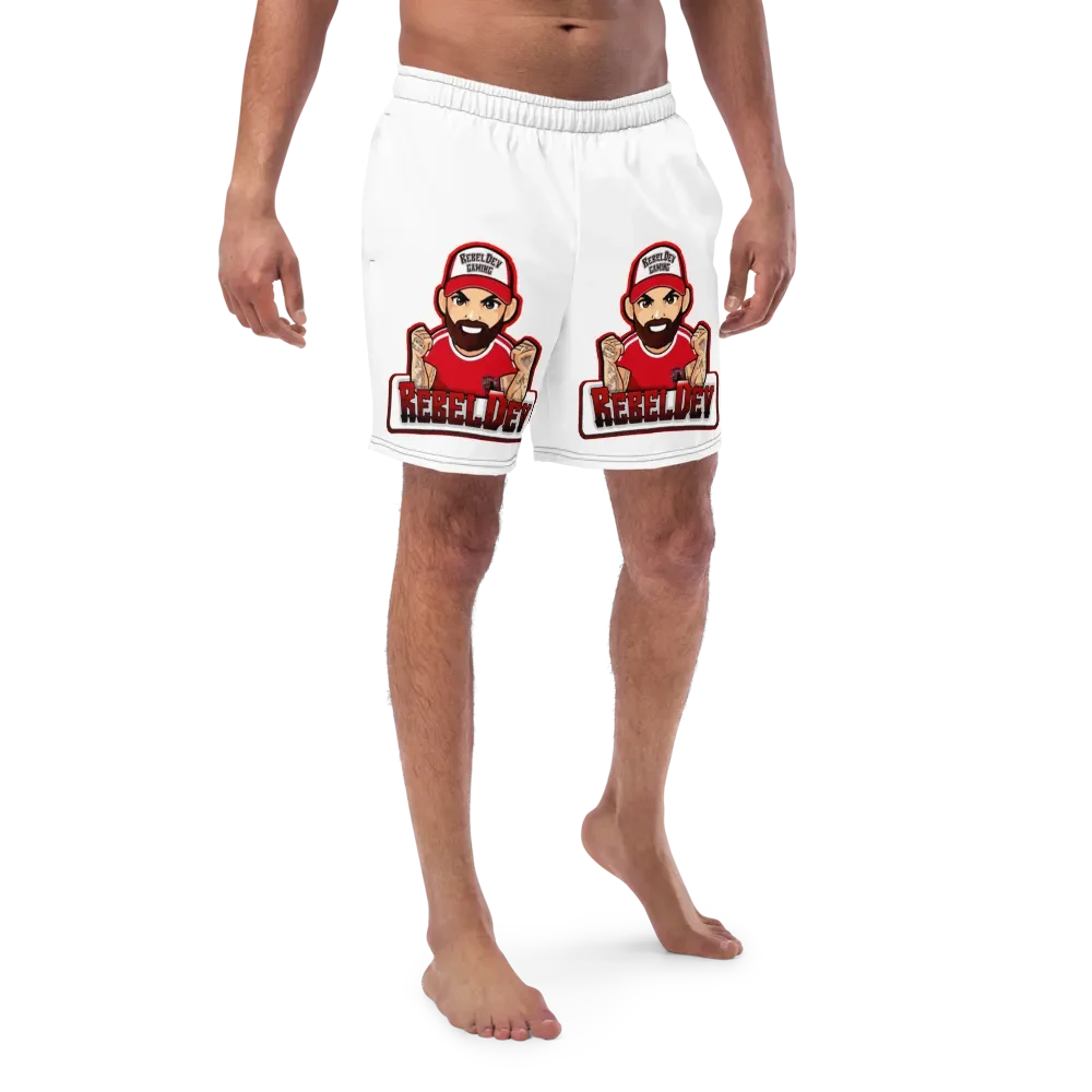 RebelDev white swim trunks product image (1)