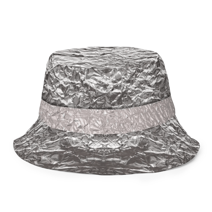 Secret Bob Nova Tin Foil Hat- Reversible All Over print gray and foil print bucket hat product image (2)