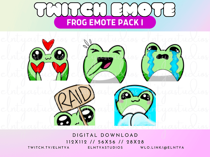 Kawaii Frog Emote Pack 1 - Hearts/Love, Laughing/Lol, Tears/Crying, Raid, Cozy Froggy product image (1)