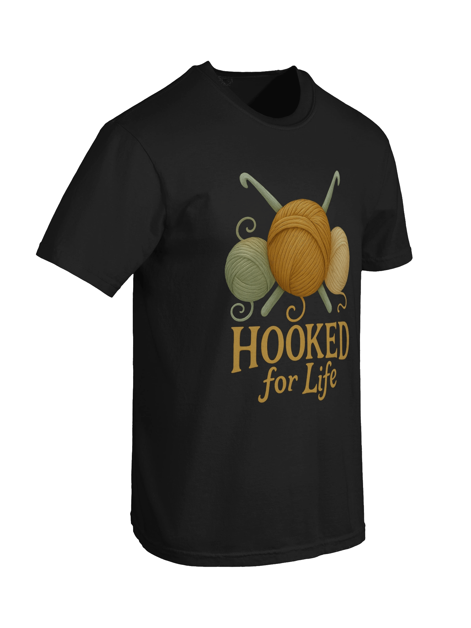 Hooked for Life T-shirt for Yarn Crafters, Crocheters, Crochet and Knitting Hobbyists product image (31)
