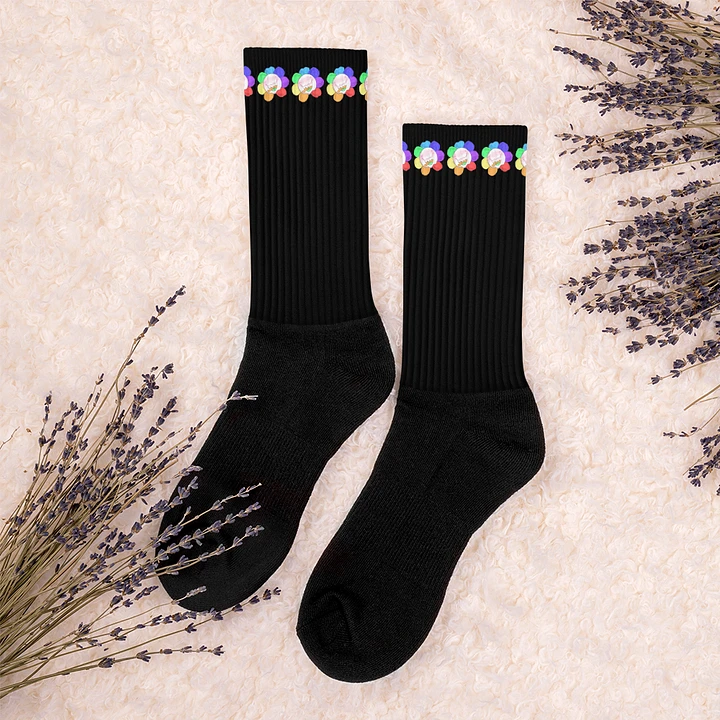 Black Flower Stripe Socks product image (1)