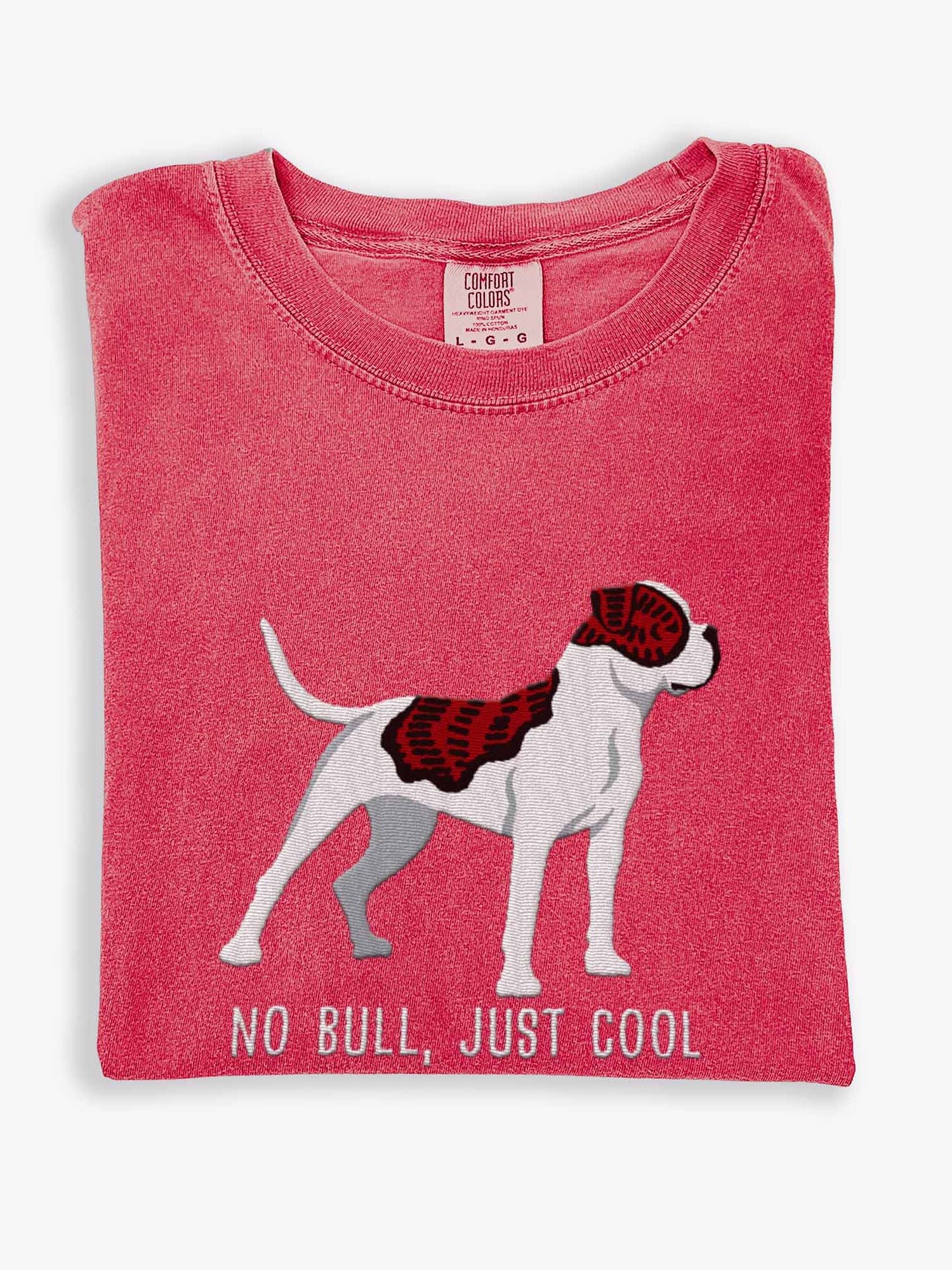 No Bull, Just Cool T-Shirt(Embroidered) of an American Bulldog(Brindle) product image (1)