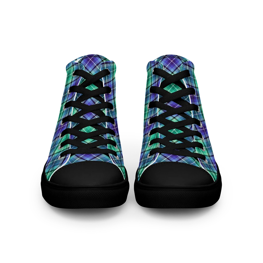 Bright Green and Purple Plaid Men's High Top Shoes product image (14)