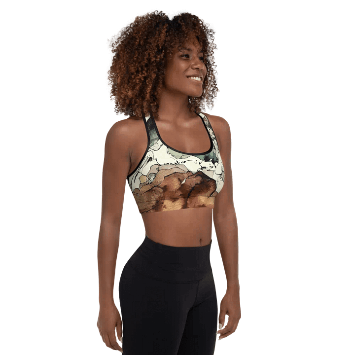 Beach Design - Green-White-Brown - All-Over Print Padded Sports Bra product image (2)