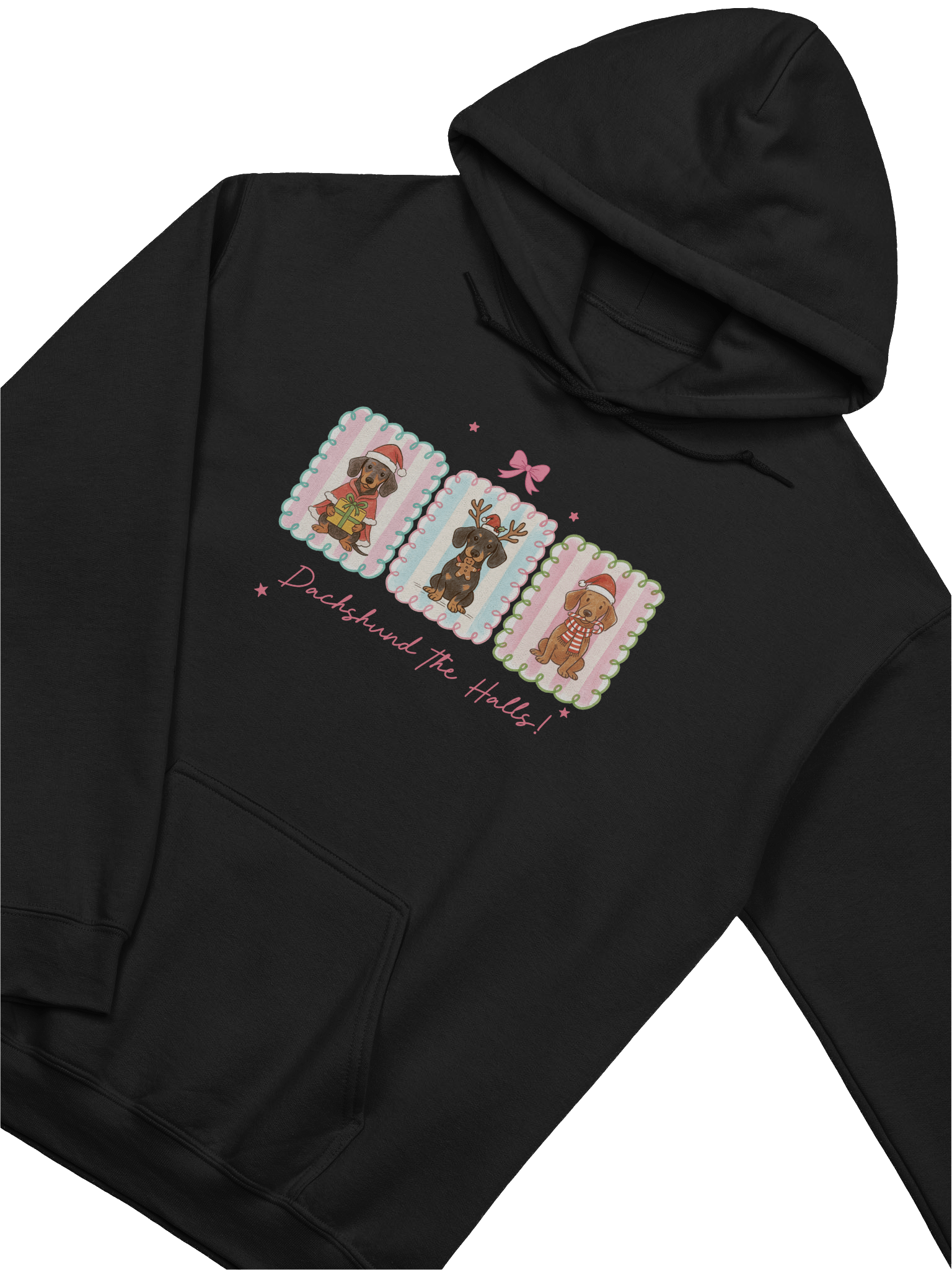 Dachshund The Halls Hoodie – Cute Holiday Doxie Pun for Dog Lovers product image (2)