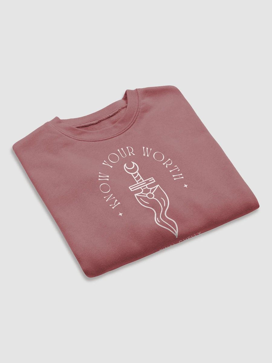 Know Your Worth Womens Printed Fleece Crop Top Sweatshirt Mauve product image (4)
