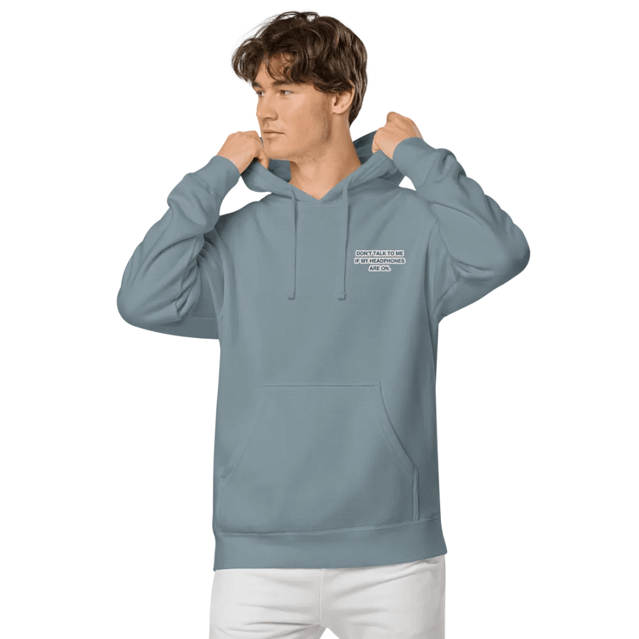 L.C. HEADPHONES ON (navy bubble design) embroidered pigment hoodie product image (7)