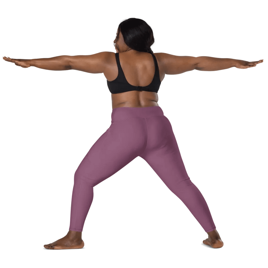 Plain Dark Lilac Purple Soft Summer Women's High Waisted Premium Crossover Leggings with Pockets by Treasure Pie product image (12)