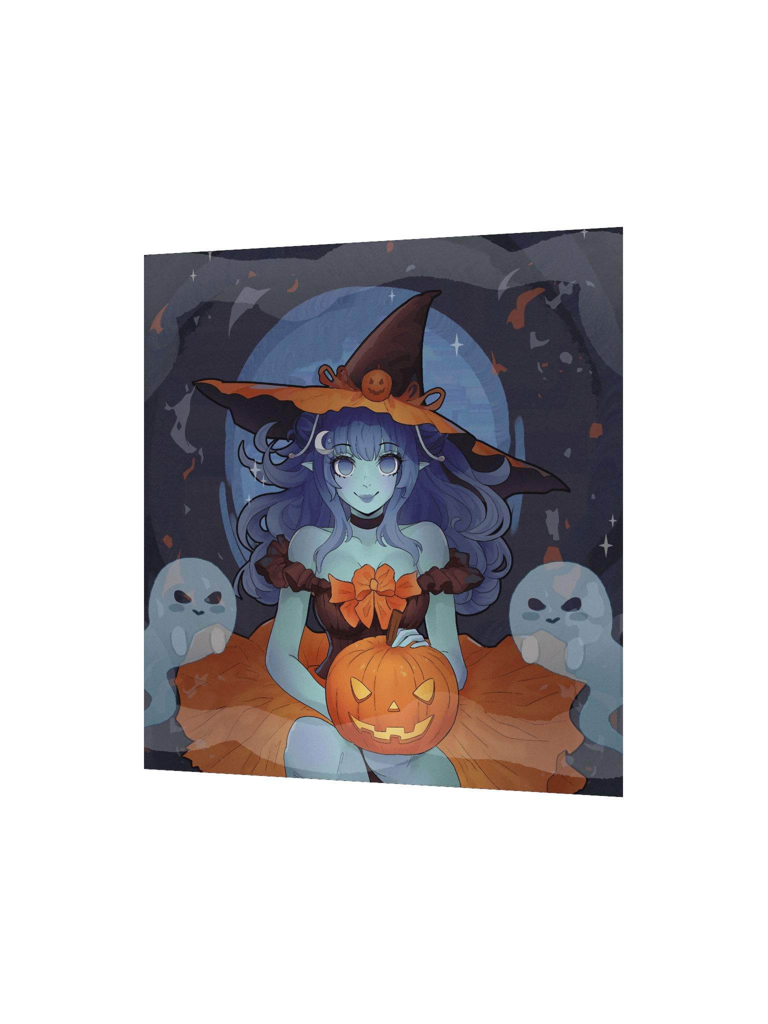 Starry Pumpkin Witch Square Poster product image (5)