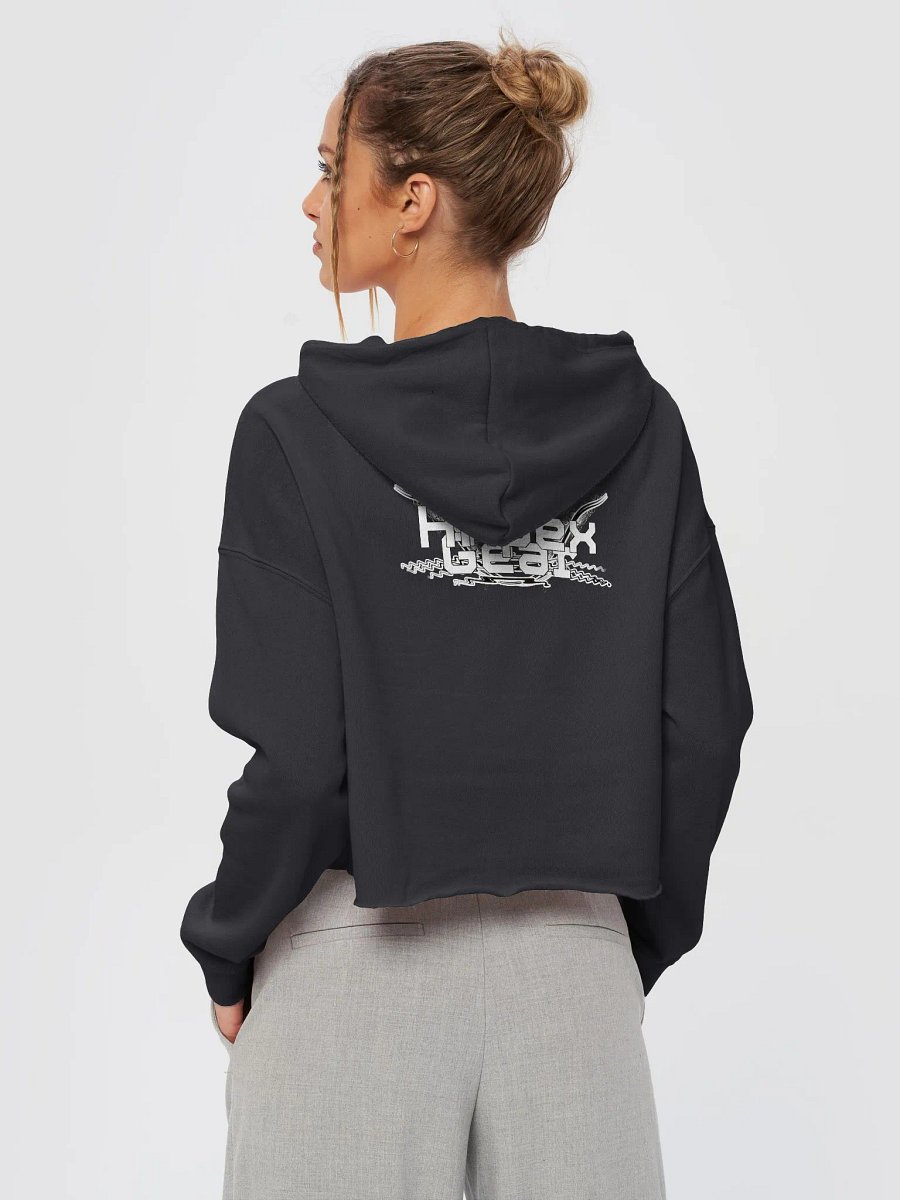 Women’s Lightweight Cropped Hoodie - White HApex Gear Black Logo product image (4)