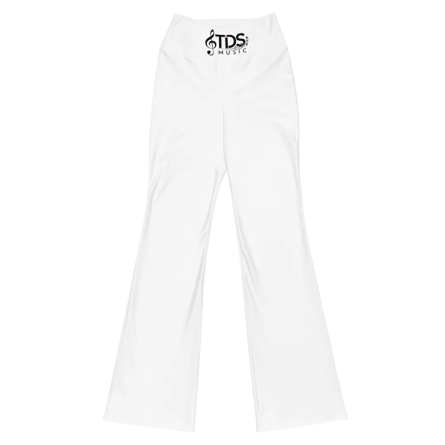 TDS Music Women's High-Waisted Flare Leggings with UPF 50+ and Recycled Fabric - White product image (5)