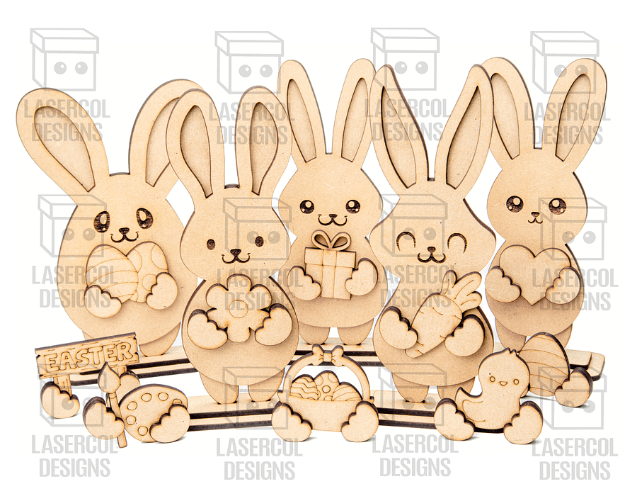 Easter Bunny Set (2 Sizes, 5 Styles)- Laser Cut Files product image (2)