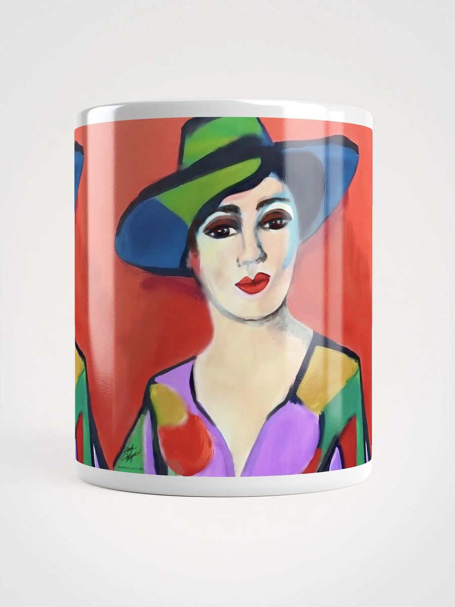 Donna with Hat White Glossy Mug product image (5)